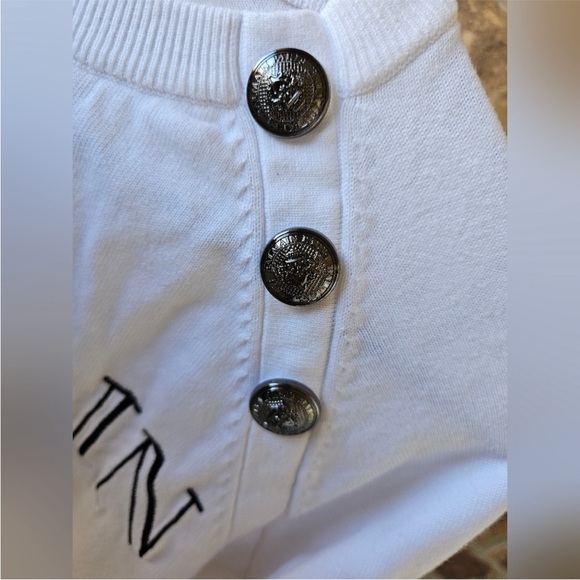Balmain White Crewneck Sweater with Button Accents Small - Picture 3 of 15